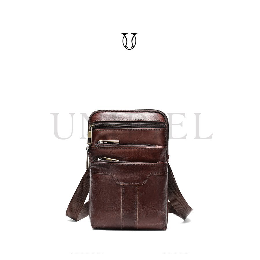 MRU00822003 Morral de cuero vacuno marrón