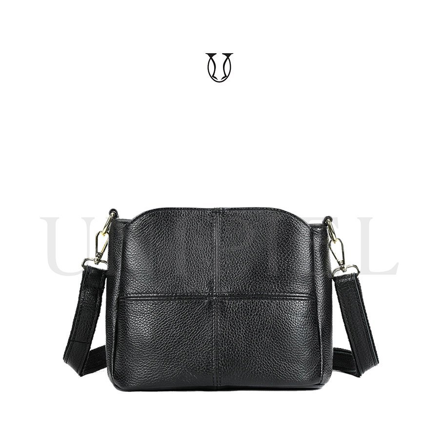 MRU17422001 Cartera Morral de Cuero de Res Negro