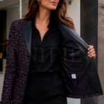 Saco md 2 botones cuero seda ovino CSD00212198 Morado estampado 3