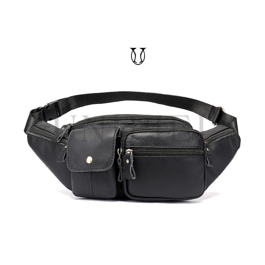 CNG00922001 Canguro riñonera de cuero vacuno negro