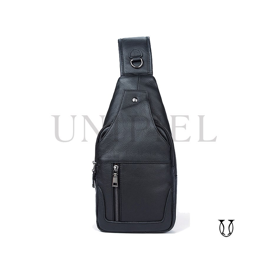 MHU02122001 Mochila Canguro de cuero vacuno color Negro
