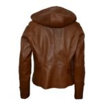 Casaca md capucha cuero guante ovino CSD011/ Caramelo 2