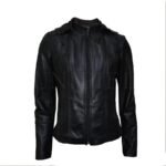 Casaca md capucha cuero guante ovino CSD011/ Negro 1