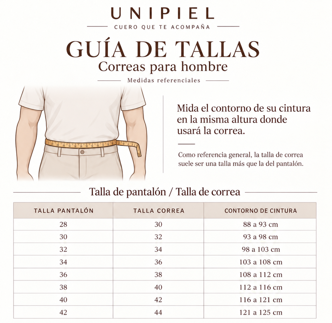 Guía de tallas — Correas Hombre
